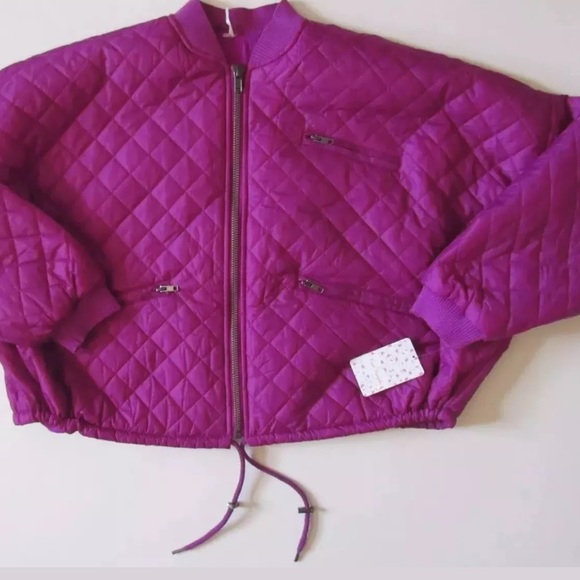 Free People Easy Quilted Bomber Jacket Size Small - Picture 2 of 5